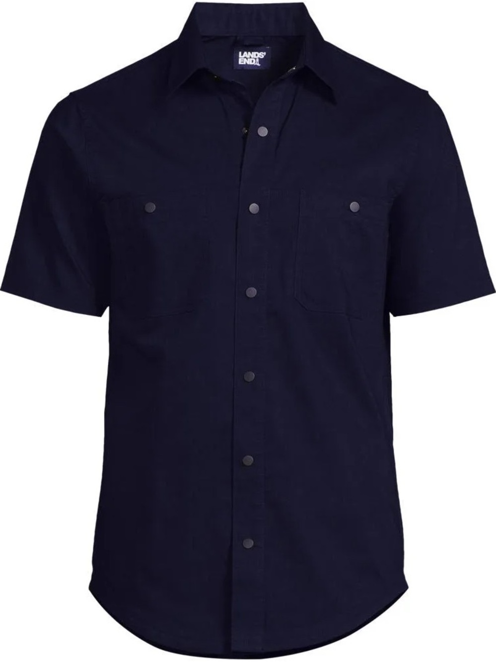 Lands End Oekotex Men's Ripstop Short Sleeve Navy Utility Work Shirt L 16-16 1/2